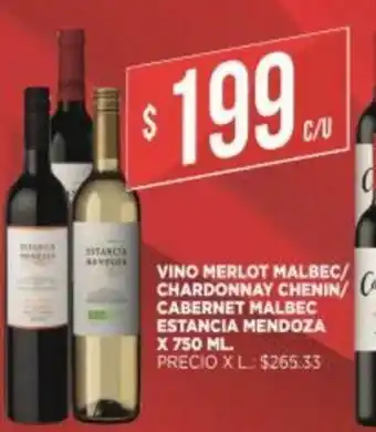 Supermercados DIA Vino Merlot Malbec Chardonnay Chenin/ Cabernet Malbec Estancia Mendoza x750 ml oferta
