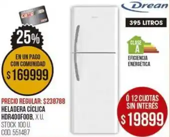 Coto Drean Heladera Cíclica HDR400F00B oferta