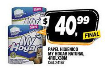 Supermercados Yaguar My Hogar Papel Higienico Natural 4Rolx30M oferta