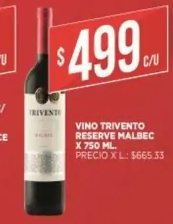 Supermercados DIA Trivento Vino Reserve Malbec x750ml oferta