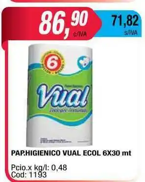 Maxiconsumo Pap. Higienico Vual Ecol 6 x 30mt oferta