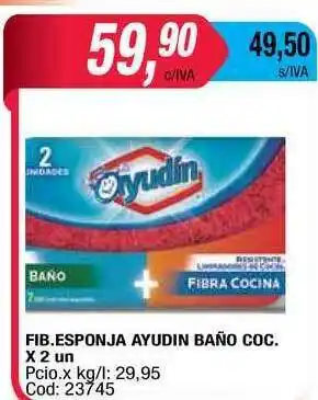 Maxiconsumo Fib. Esponja Ayudin Baño Coc. x 2un oferta