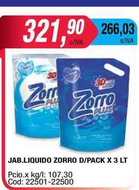 Maxiconsumo Jab. Liquido Zorro D Pack x 3lt oferta