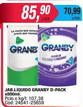 Maxiconsumo Granby Jab. Liquido D-pack x 800ml oferta