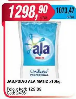 Maxiconsumo Ala Jab. Polvo Matic x 10kg oferta