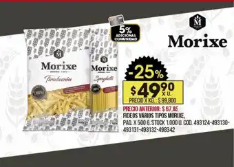 Coto Fideos Varios Tipos Morixe oferta