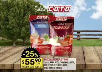 Coto Salsa Para Pizza Pomarola Coto oferta