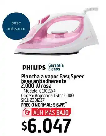 Philips Plancha A Vapor Easyspeed Base Antiadherente 2.000 W Rosa