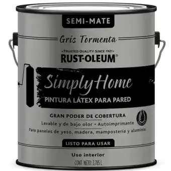 Pinturerías Rex Latex interior semi mate gris tormenta simply home 3.78l oferta