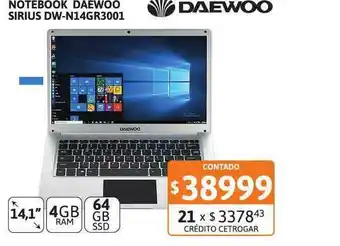 Cetrogar Notebook Daewoo Sirius Dw-n14gr3001 oferta