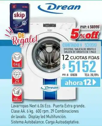 Red del Hogar Drean Lavarropas Next 6.06 Eco oferta