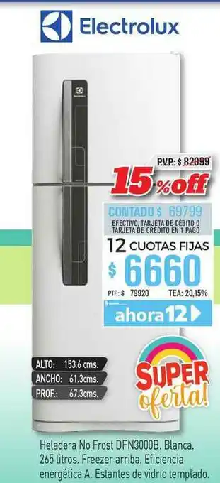 Red del Hogar Electrolux Heladera No Frost Dfn3000b oferta