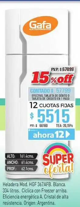 Red del Hogar Gafa Heladera Mod Hgf 367afb oferta