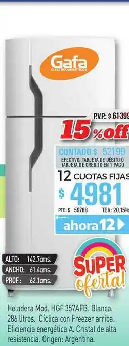 Red del Hogar Gafa Heladera Mod. Hgf357afb oferta