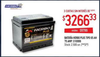 Walmart Batería Herbo Plus Tipo 65 Ah 75 Amp oferta