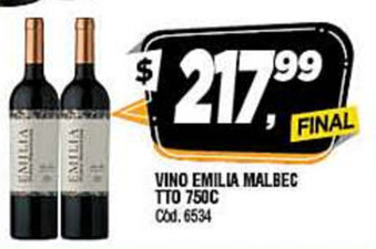 Supermercados Yaguar Emilia Malbec Vino TTO 750c oferta