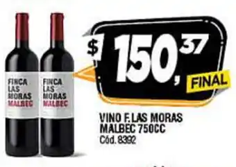 Supermercados Yaguar F.Las Moras Malbec Vino 750cc oferta