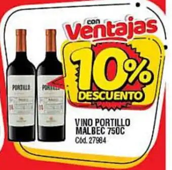 Supermercados Yaguar Portillo Vino Malbec 750cc oferta