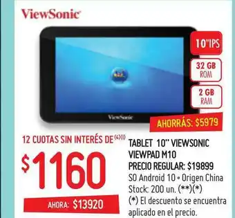 Walmart ViewSonic Tablet 10 ViewPad M10 oferta
