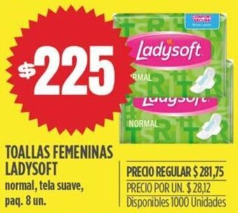 Supermercados Vea Toallas Femeninas Ladysoft 8un oferta