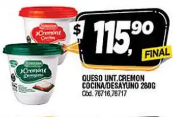 Supermercados Yaguar Cremon Queso Unt. Cocina/Desayuno 280g oferta