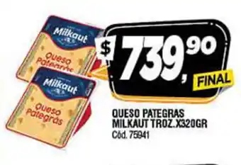 Supermercados Yaguar Milkaut Queso Pategras Troz Z320gr oferta