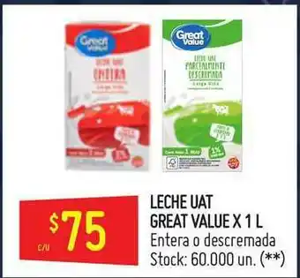 Walmart Great Value Leche Uat x1 L oferta
