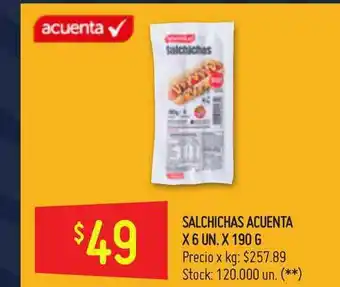 Walmart Acuenta Salchichas x6 un x 190 g oferta