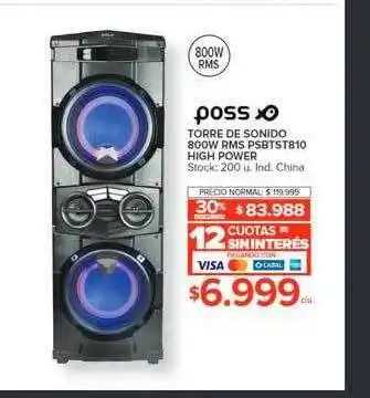 Carrefour Torre de sonido 800w rms psbtst810 high power poss oferta