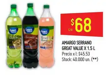Walmart Great Value Amargo Serrano x1.5 L oferta