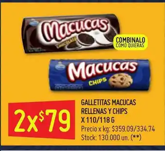 Walmart Macucas Galletitas Rellenas Y Chips x110/118 oferta