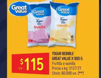 Walmart Great Value Yogur Bebible x900 g oferta