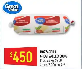 Changomas Great Value Mozzarella x500 g oferta