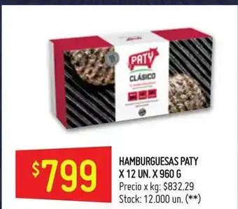 Changomas Paty Hamburguesas x12 un x960 g oferta
