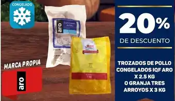 Makro Trozados de Pollo Congelados IQF Aro 2,5kg o Granja Tres Arroyos 3kg oferta