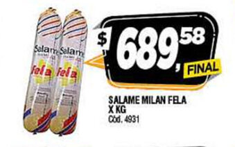 Supermercados Yaguar Salame Milan Fela X kg oferta