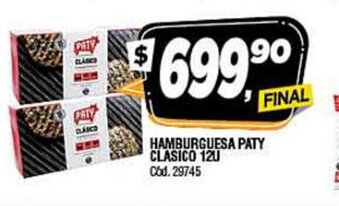 Supermercados Yaguar Paty hamburguesa Clasico 12U oferta