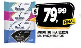 Supermercados Yaguar Rexona Jabon Toc. 3x125g oferta