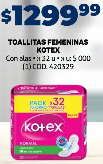 Makro Toallitas Femeninas Kotex 32u oferta