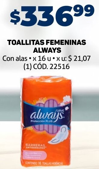 Makro Toallitas Femeninas Always 16u oferta
