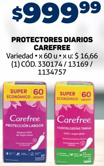 Makro Protectores Diarios Carefree 60u oferta