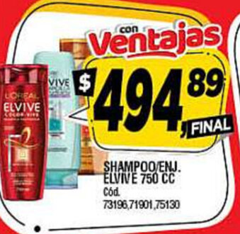 Supermercados Yaguar Elvive Shampoo/Enj 750cc oferta