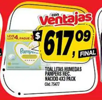 Supermercados Yaguar Pampers Toallitas Humedas Rec Nacido 4x3 Pack oferta