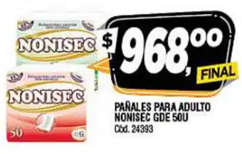 Supermercados Yaguar Nonisec Pañales Para Adulto GDE 50u oferta
