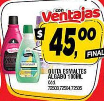 Supermercados Yaguar Algabo Quita Esmaltes 100ml oferta