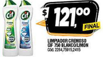 Supermercados Yaguar Cif LImpiador Cremoso 750 Blanco/Limon oferta
