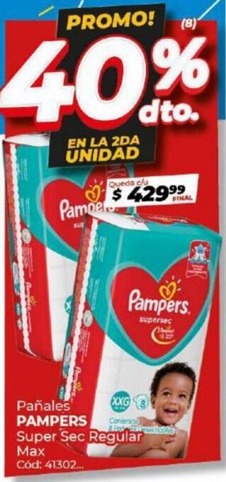 Diarco Pañales Pampers Super Sec Regular Max oferta