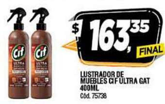 Supermercados Yaguar Cif Lustrador De Muebles Ultra Gat 400ml oferta