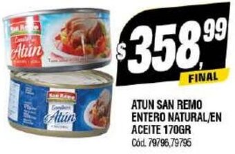 Supermercados Yaguar Atun San Remo Entero Natural/En Aceite 170g oferta