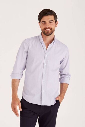 Macowens Camisa rayada azul marino oferta
